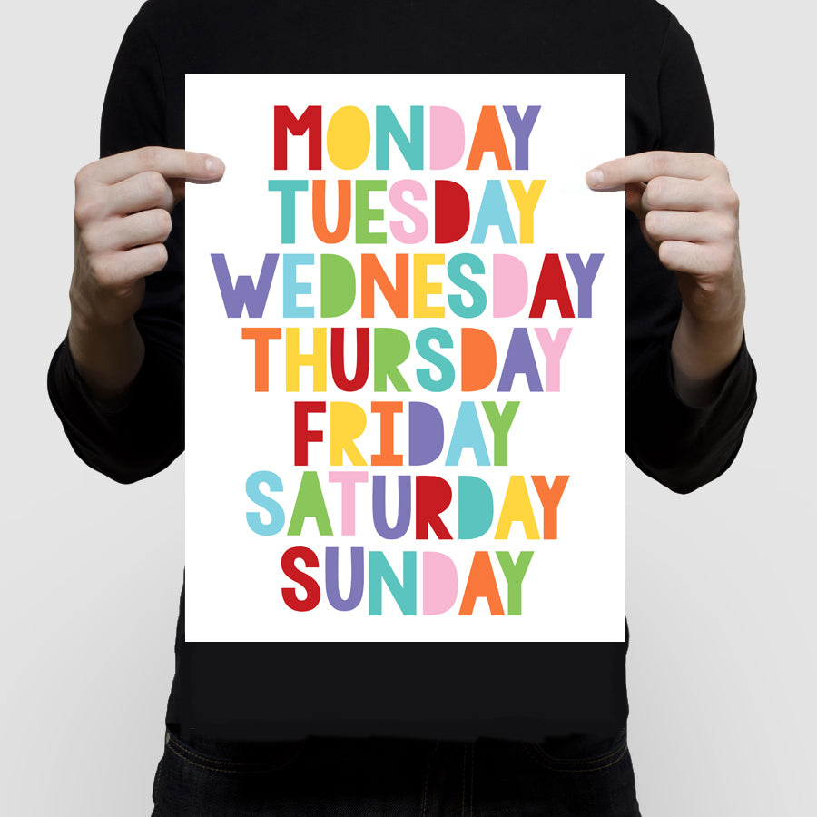 Colourful days of the week print