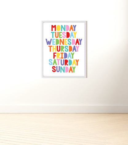 Colourful days of the week print