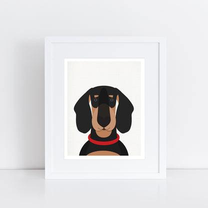 cute sausage dog face print Dachshund