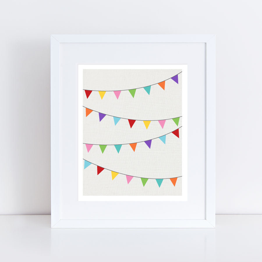 illustration of bunting flags for kids in frame