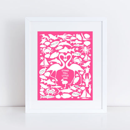 Flamingo baby signature guest book print