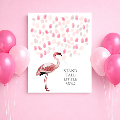 Flamingo Fingerprint Guest Book Alternative – Party Poster