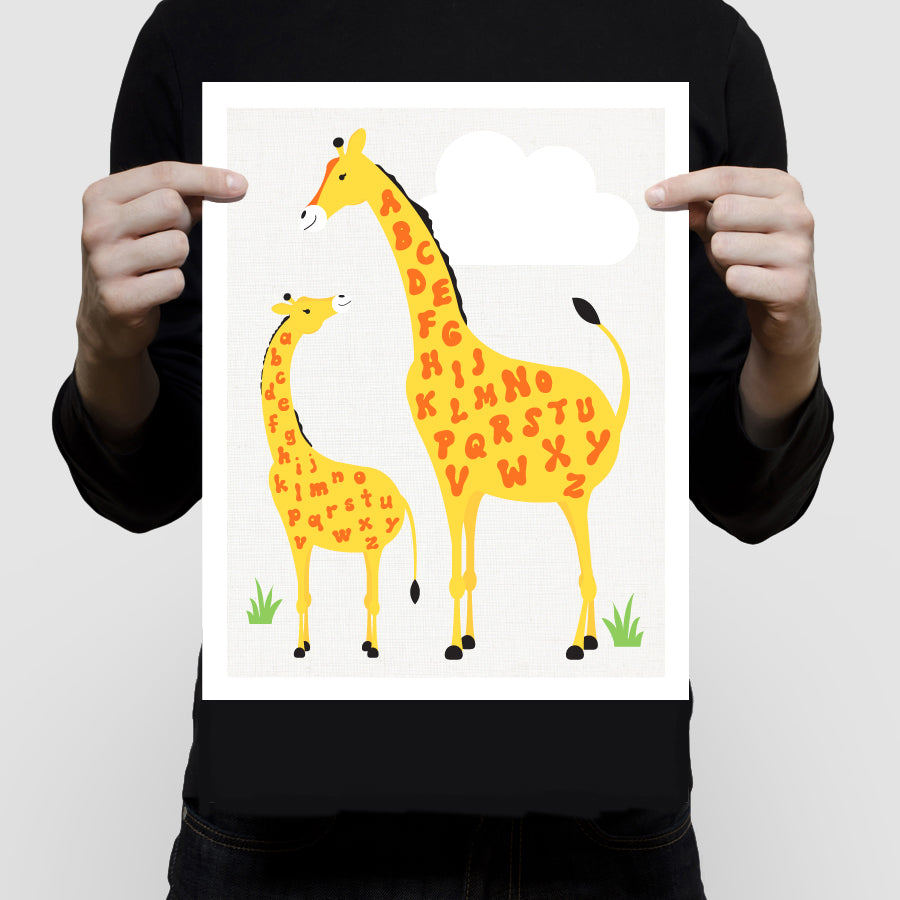 Alphabet giraffe print