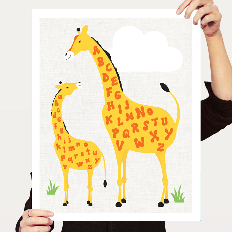 Alphabet giraffe print