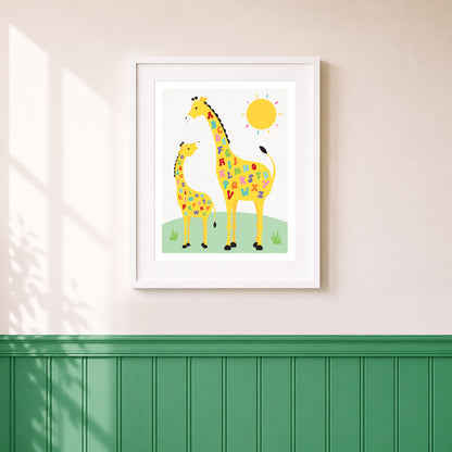 Alphabet Giraffe Nursery Wall Art Print