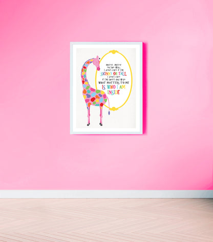 Giraffe mirror on the wall print