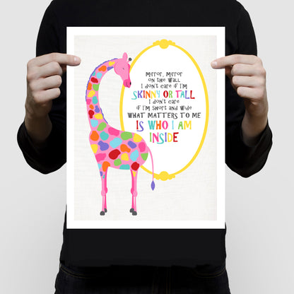 Giraffe mirror on the wall print