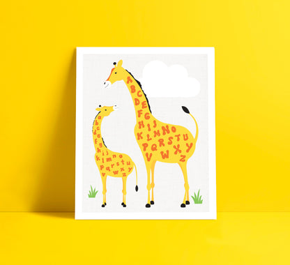 Alphabet giraffe print