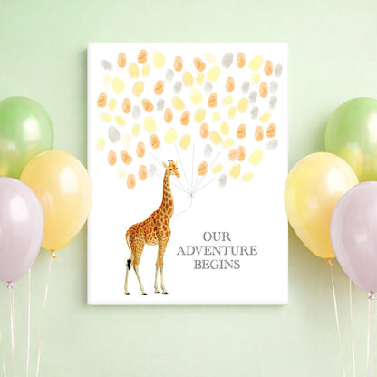 Vintage Giraffe Fingerprint Guest Book Alternative – Baby Shower Poster