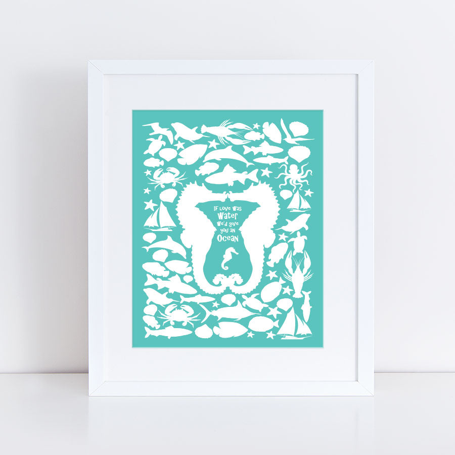 Seahorse baby signature guest book print