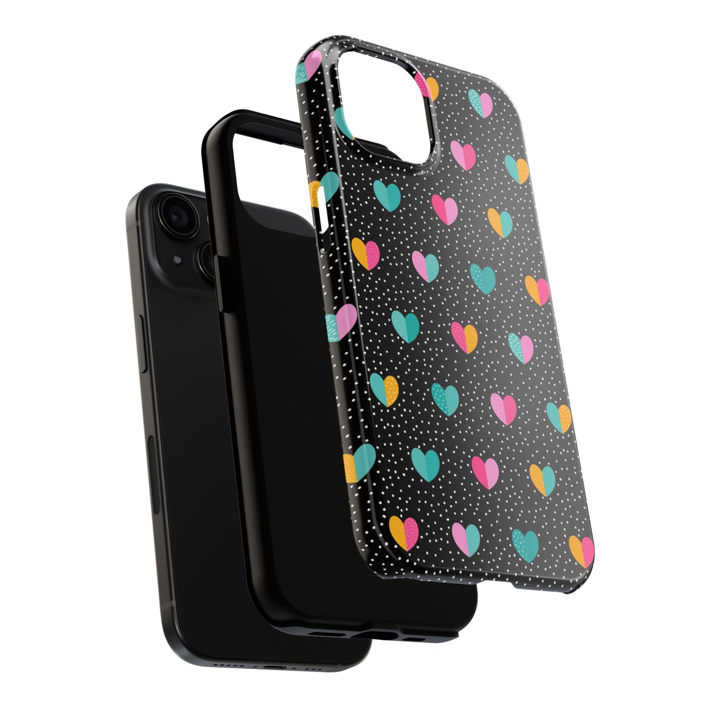 Heart Sprinkles Black Mobile Phone Tough Case