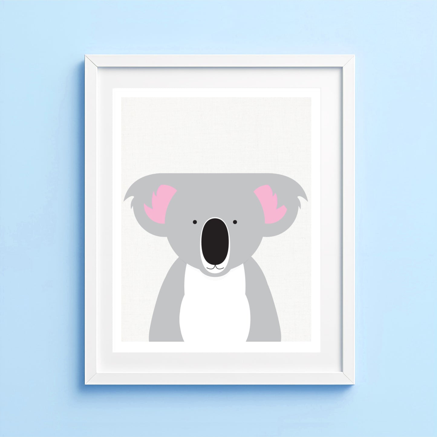 Illustration of a koala on a light blue wall