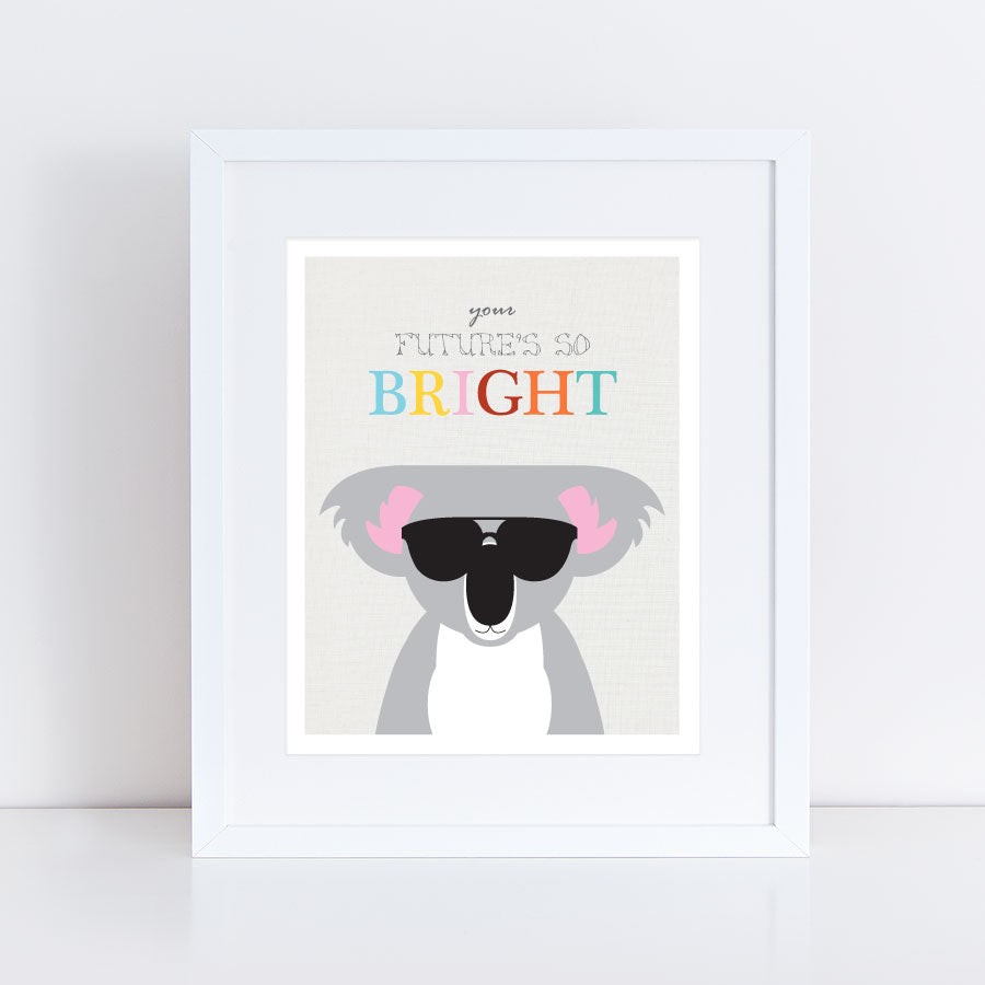 Your future's so bright print with cute koalas wearing sunglasses