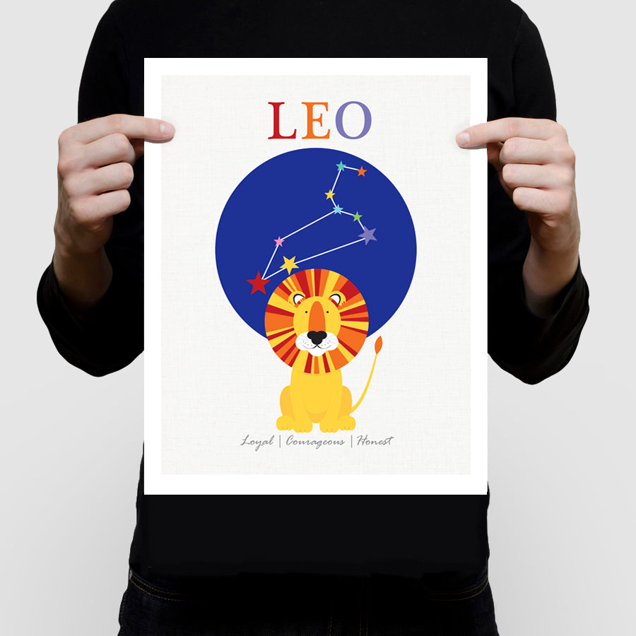 Leo lion zodiac star sign birth stats print