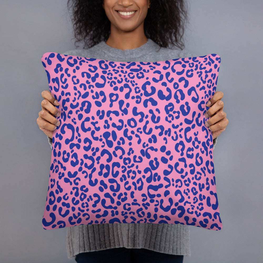 Pink leopard print cushion cover