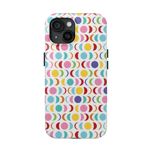 Phone case with colorful pattern on a white background