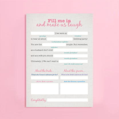 Funny questionnaire for a wedding 
