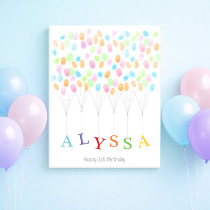 Name Balloon Fingerprint Guest Book Alternative – Kids Party Poster