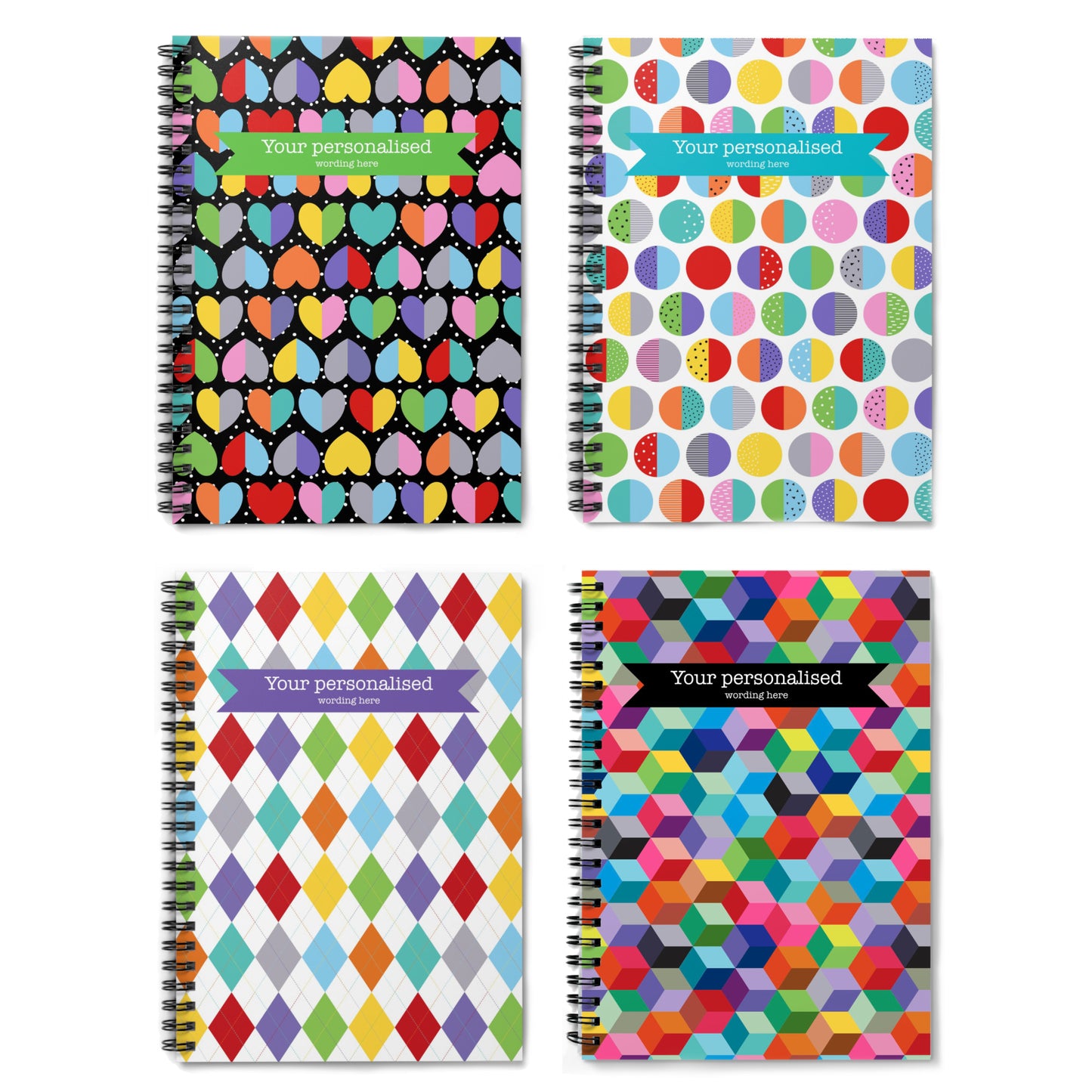 Spotty personalised spiral notebook