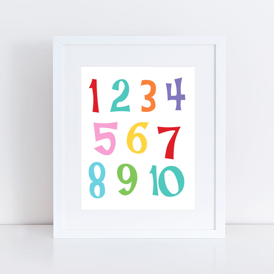 Colourful numbers 1 - 10 art print