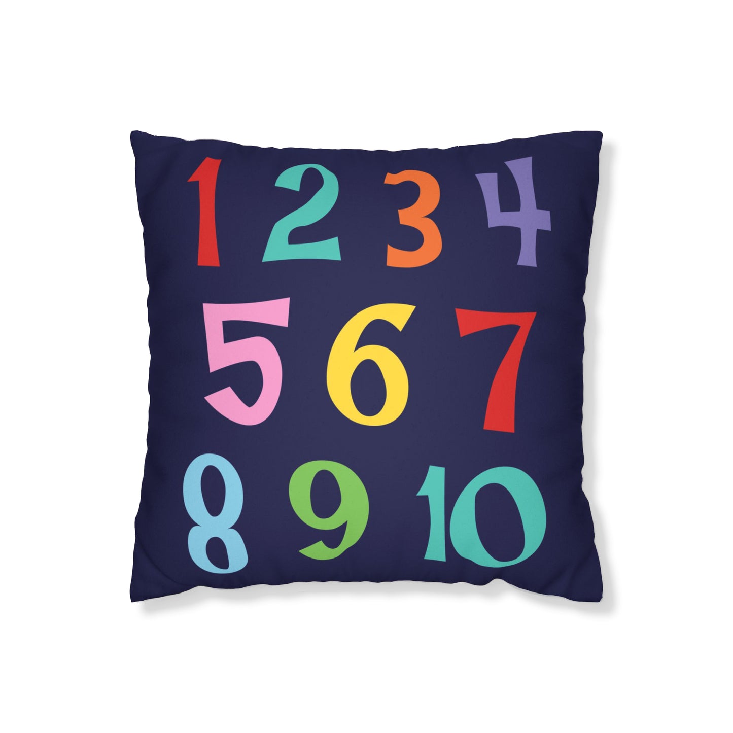 dark blue cushion cover with colourful numbers 1 to 10