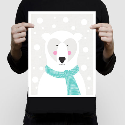 Polar bear in a snow storm print