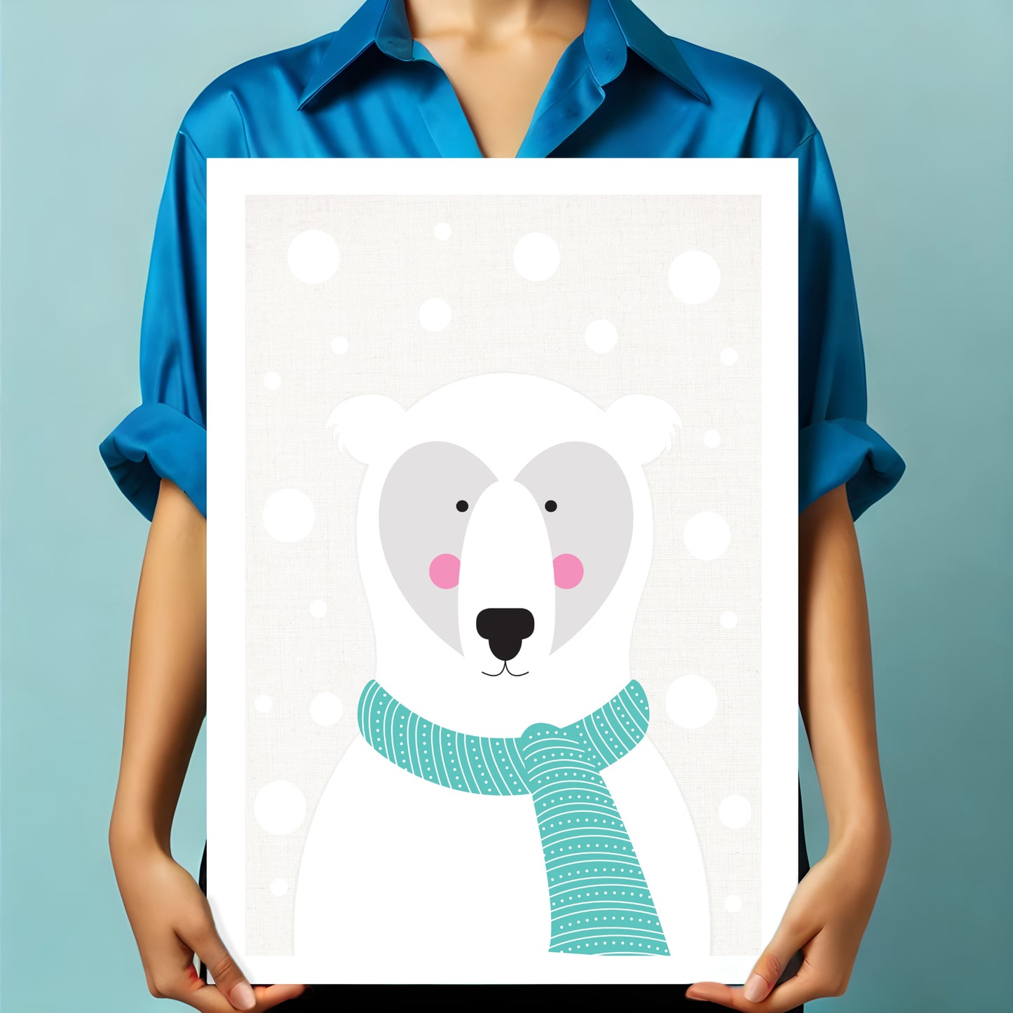 Polar bear in a snow storm print