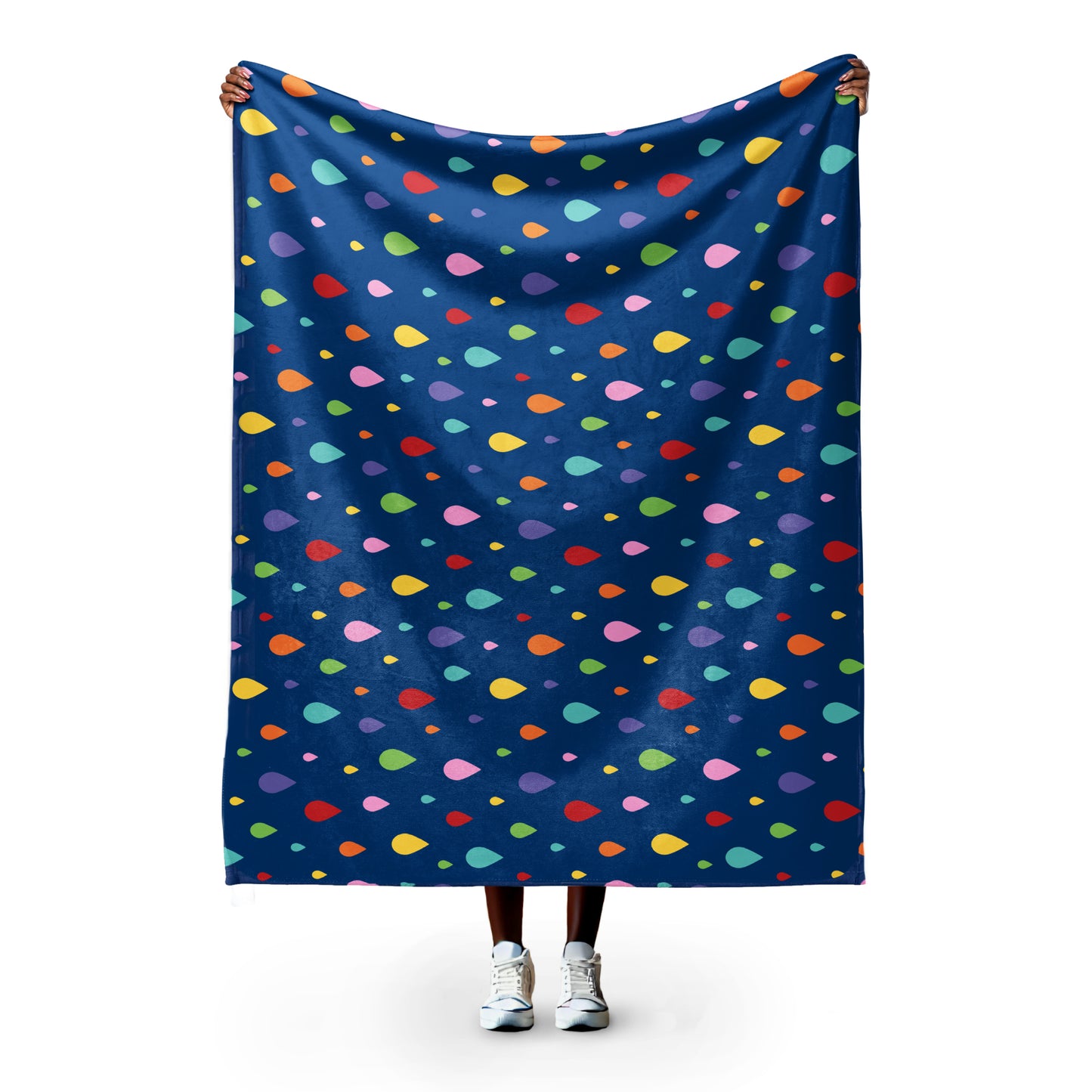 Rainbow raindrops throw blanket