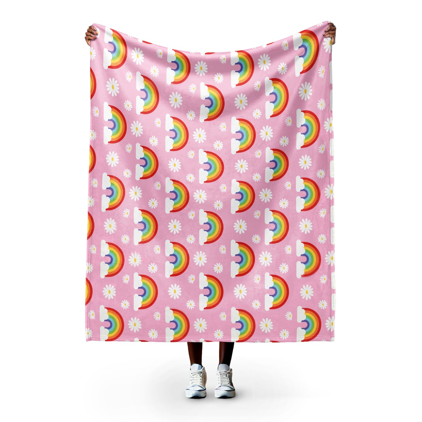 Rainbows and daisies throw blanket