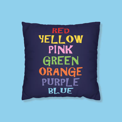 Rainbow words cushion cover