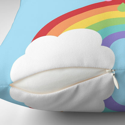 Rain cloud and rainbow cushion cover