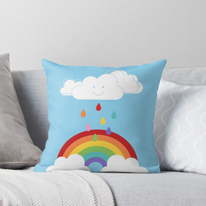 Rain cloud and rainbow cushion cover