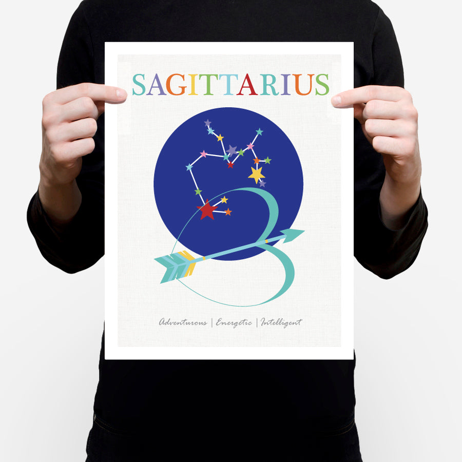 Sagittarius zodiac star sign birth stats print