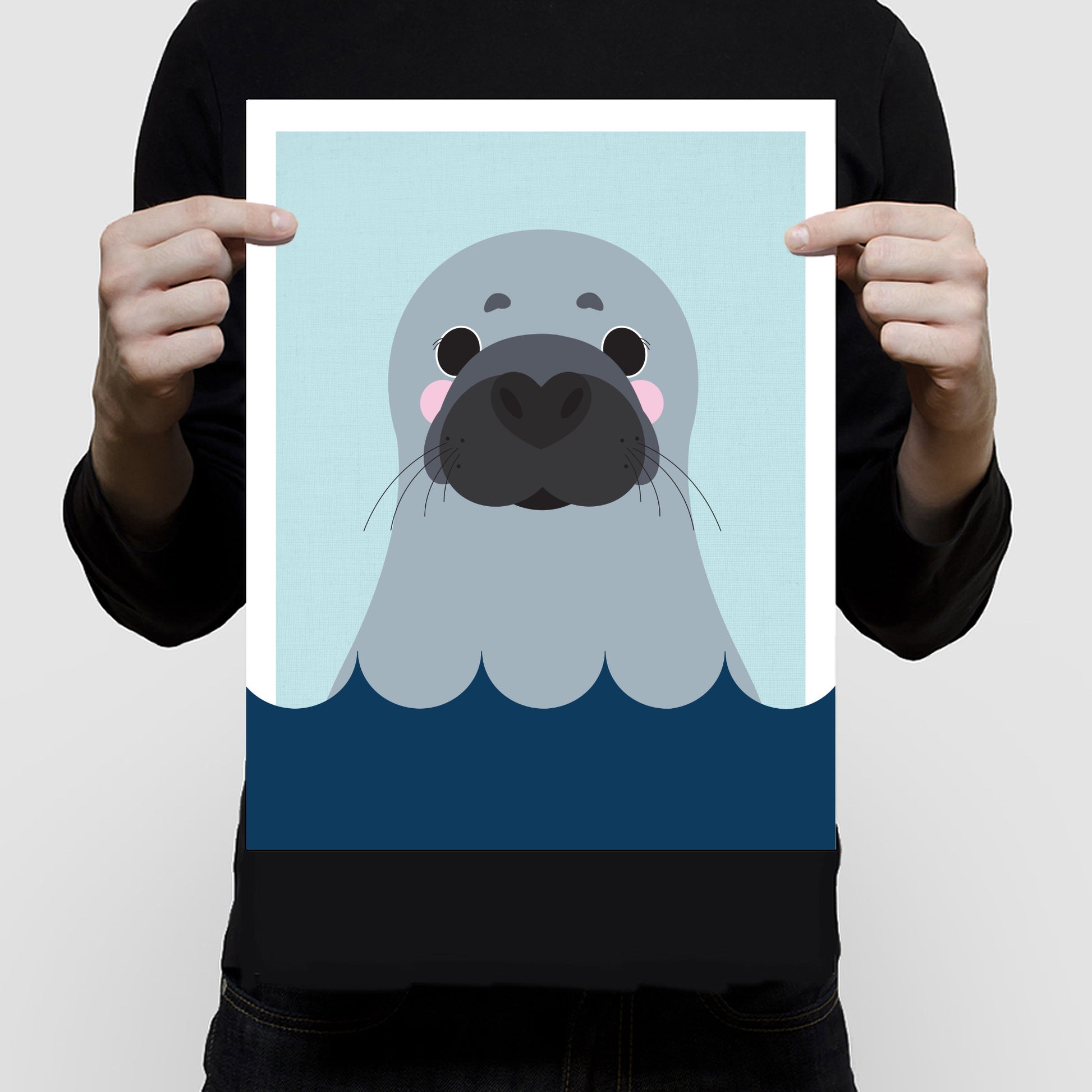 cute seal sticking his head out of the water print