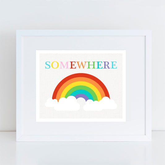 Rainbow illustration with somewhere written above