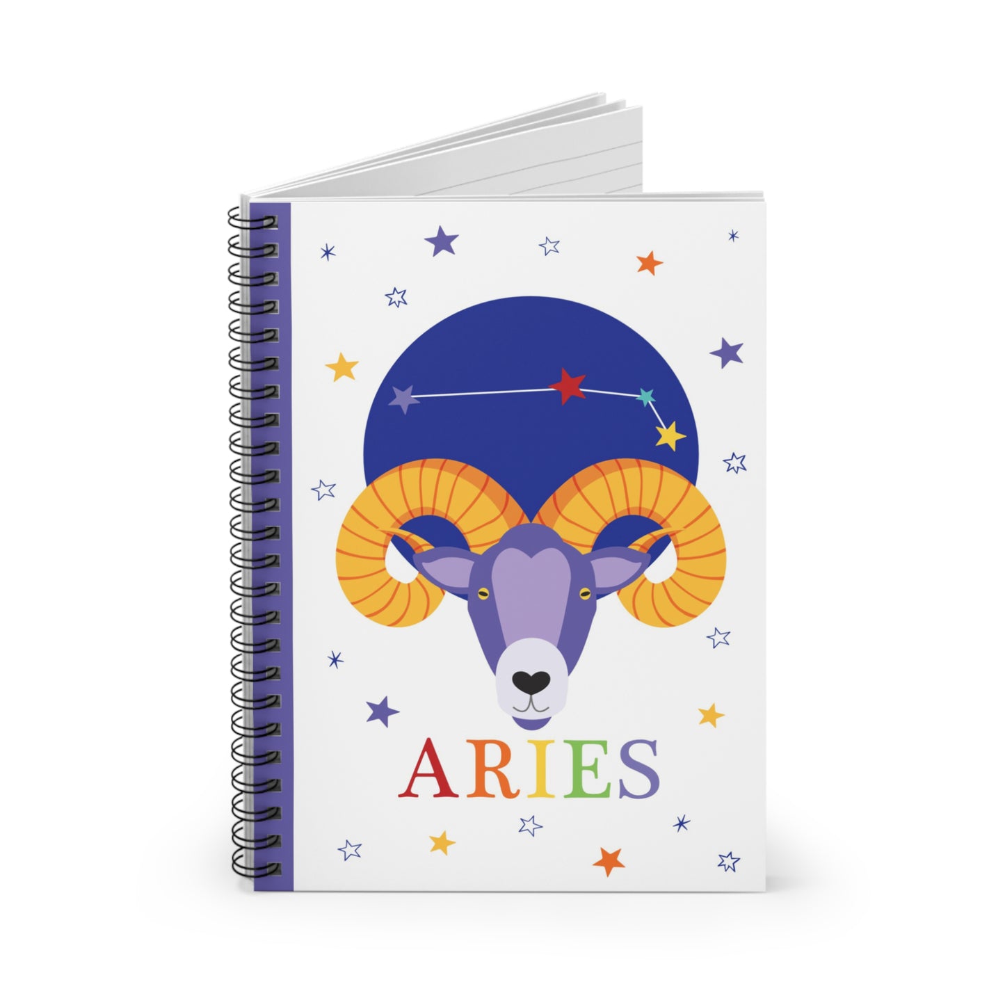 Spiral notebook partially open to show lined pages