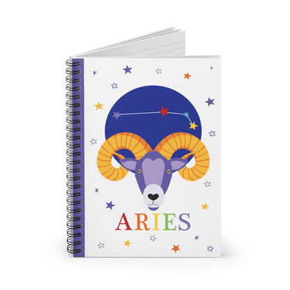 Spiral notebook partially open to show lined pages