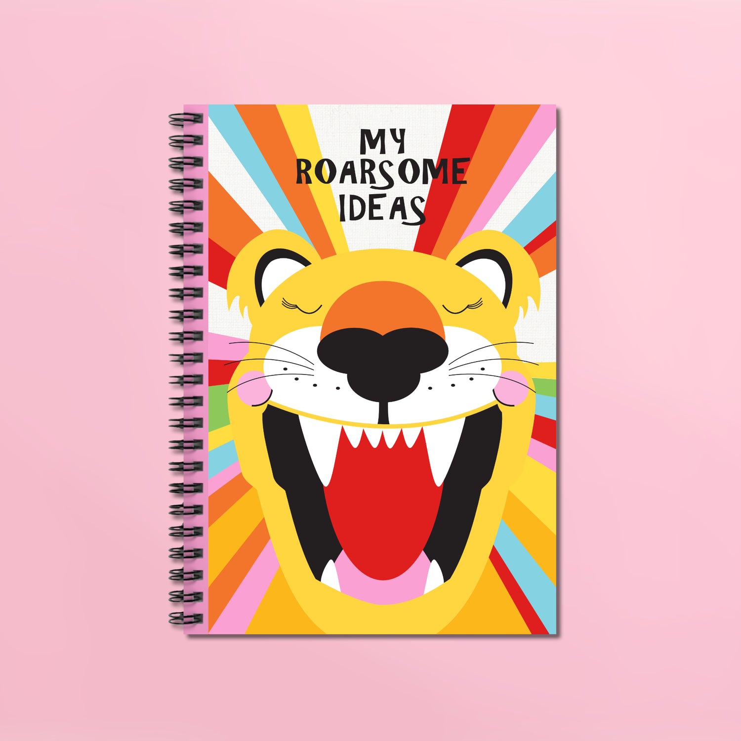 Roarsome lioness spiral notebook with colourful design