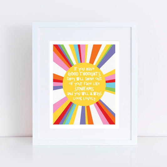 inspiring quote inside a fun and colourful rainbow sun 