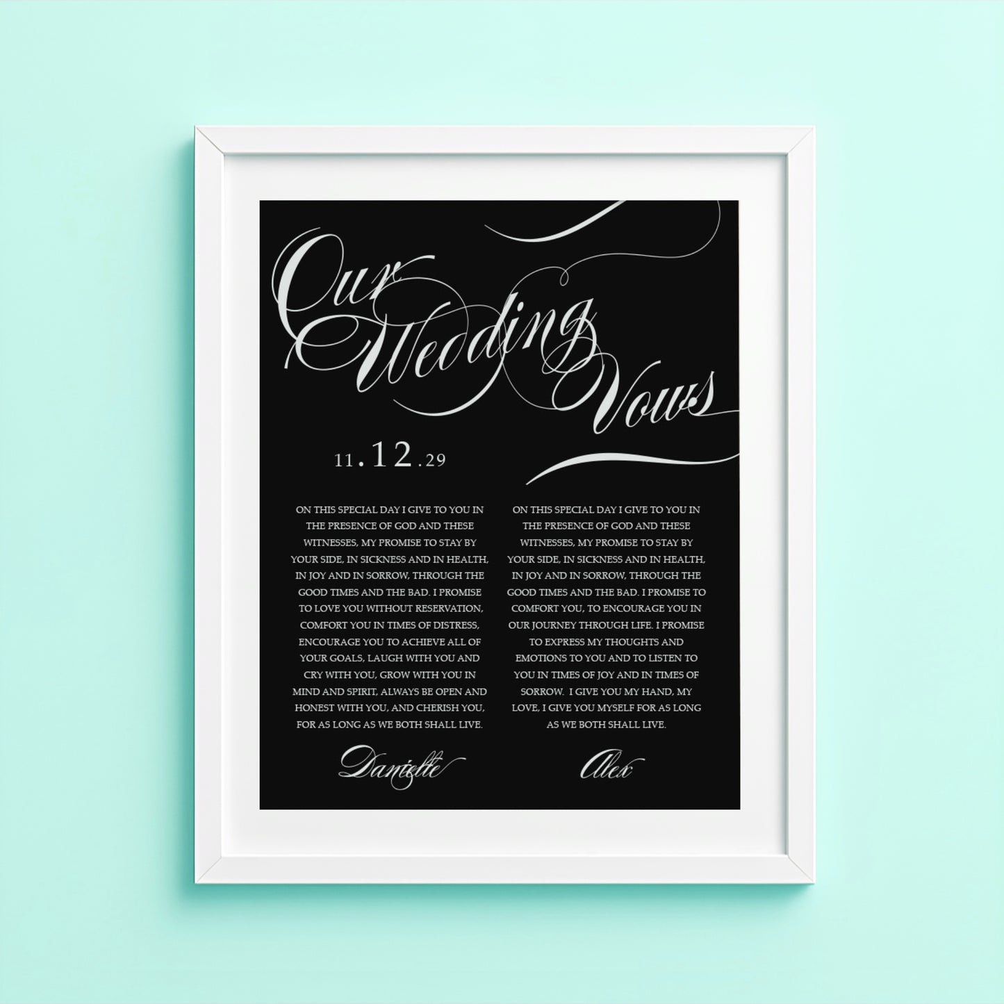 Twirl wedding vows print