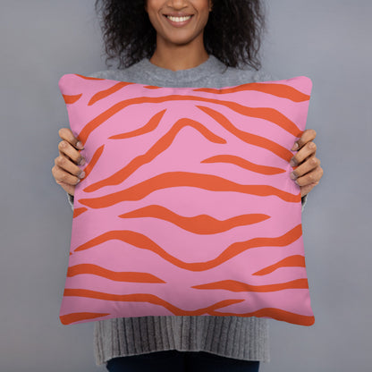 Pink tiger print cushion cover