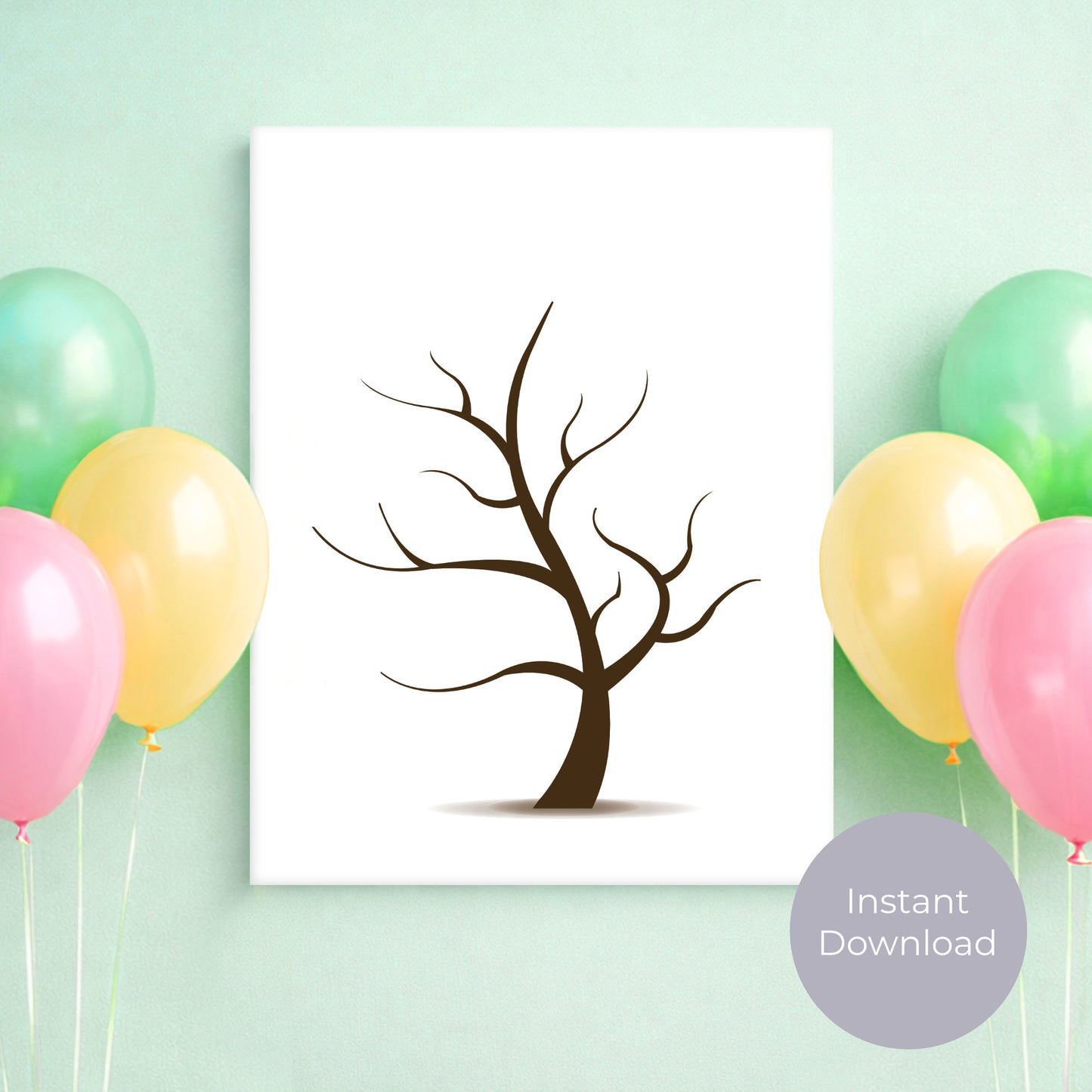 DIY Fingerprint Tree Guest Book Alternative – Printable Template Digital Download