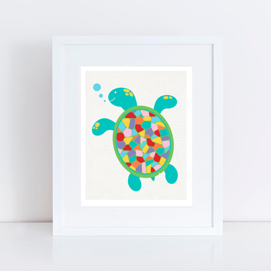 rainbow sea turtle print