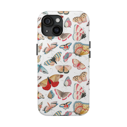 phone case&nbsp;showcases a beautiful array of intricately illustrated vintage butterflies, each with delicate wings and vibrant patterns