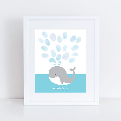 Whale fingerprint guest book print