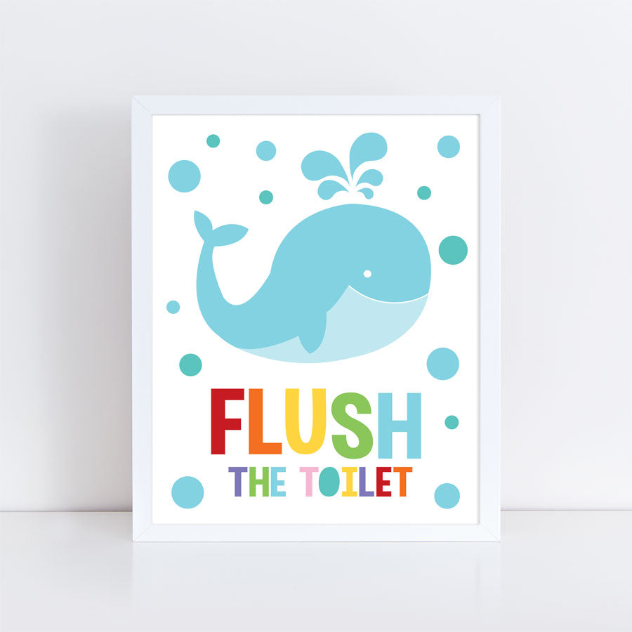 Kids bathroom sea art print set