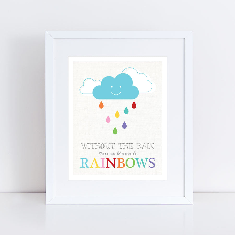 'without the rain there would never be rainbows print