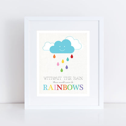 'without the rain there would never be rainbows print