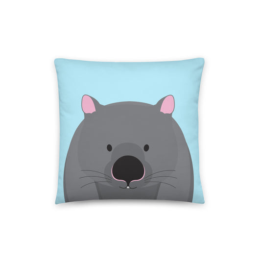 cute wombat cushion cover on blue