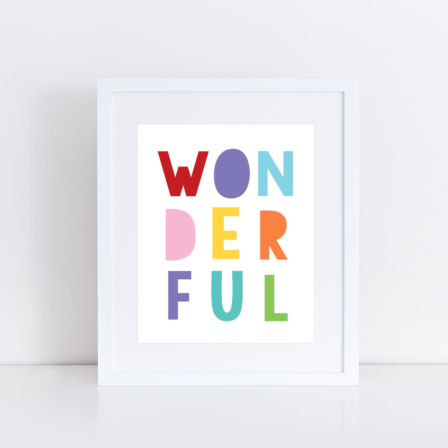 "Wonderful" rainbow-coloured poster print
